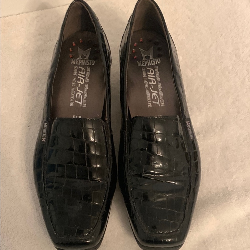 Mephisto Black Textured Slip-On Loafers